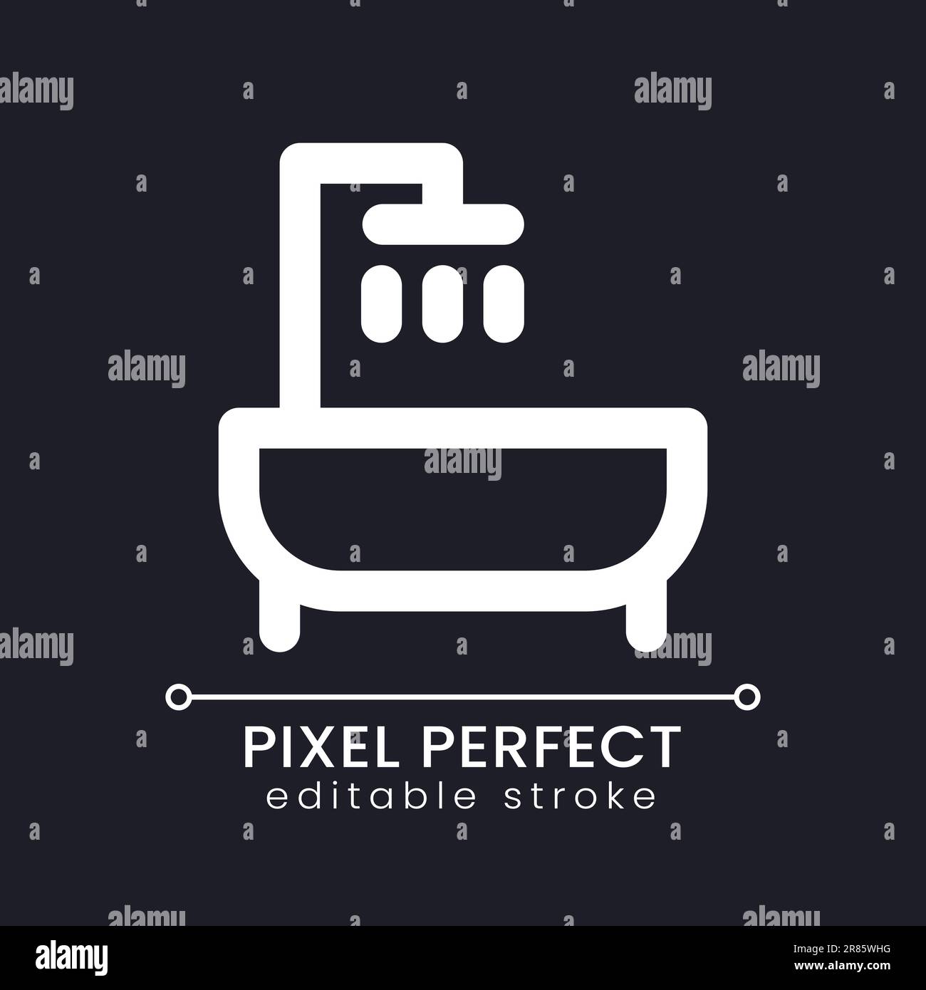 Bathtub pixel perfect white linear ui icon for dark theme Stock Vector ...