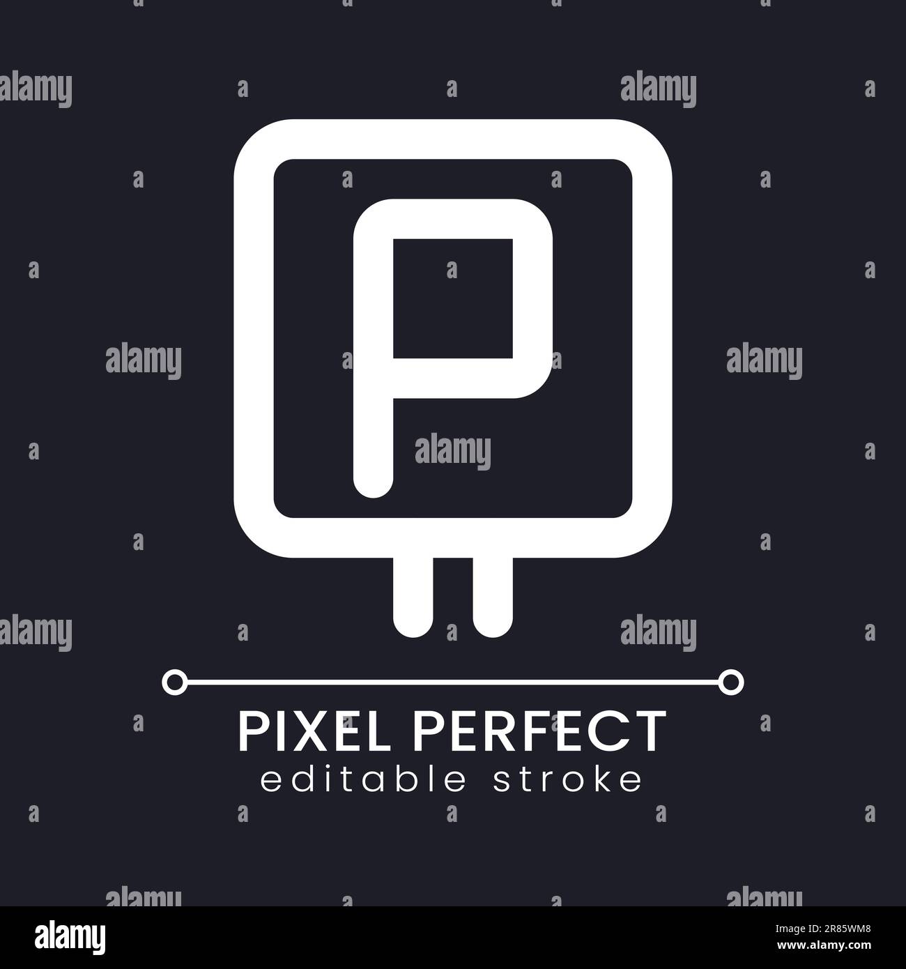 Parking space pixel perfect white linear ui icon for dark theme Stock Vector