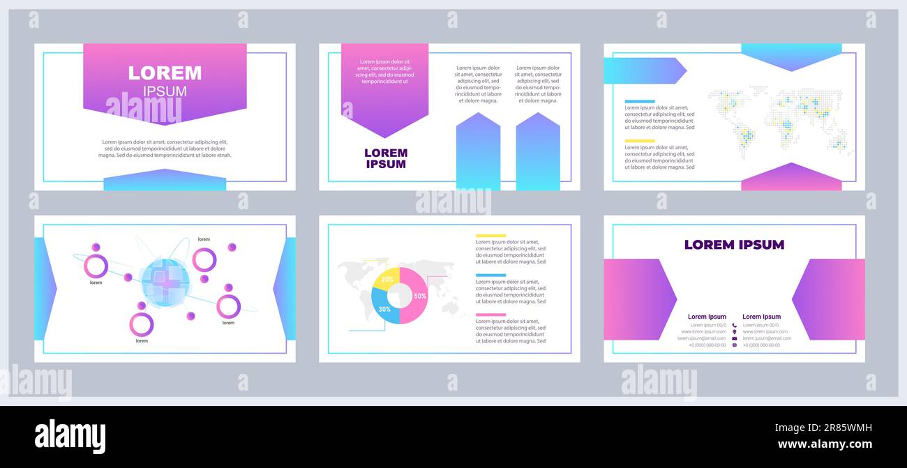 Training session presentation templates set Stock Vector