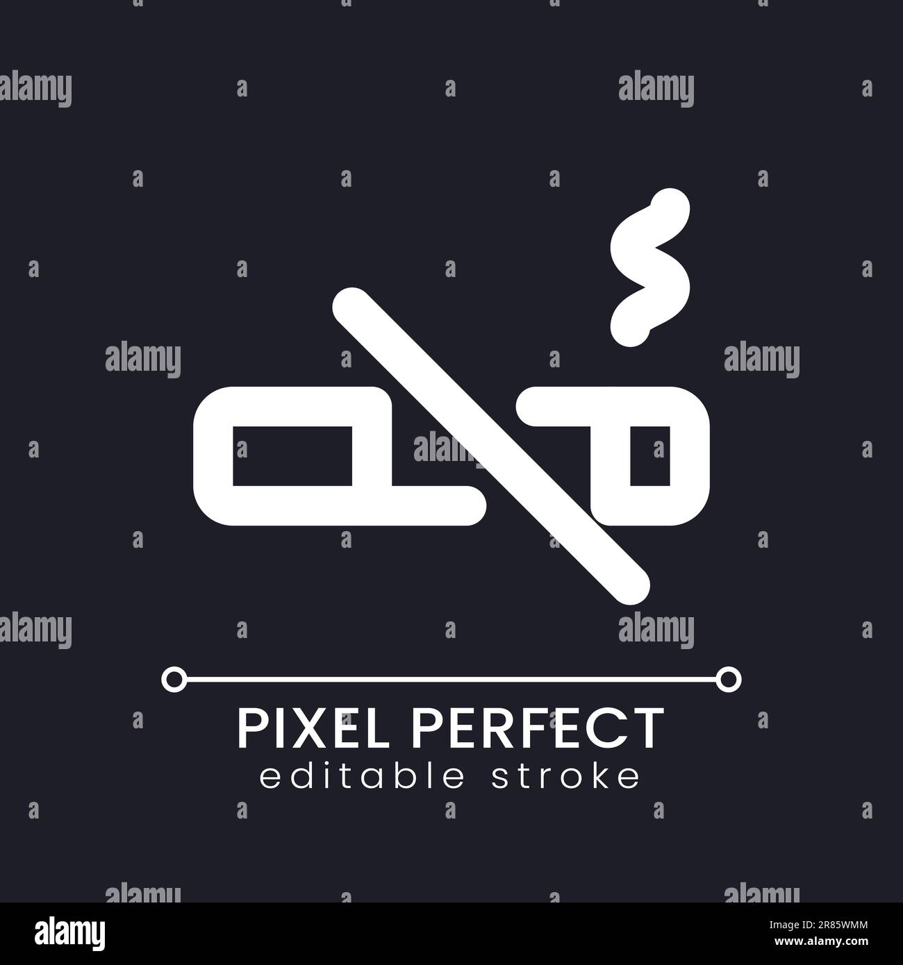 No smoking pixel perfect white linear ui icon for dark theme Stock Vector