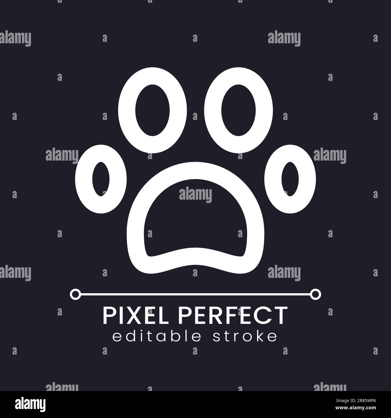 Pet friendly pixel perfect white linear ui icon for dark theme Stock Vector