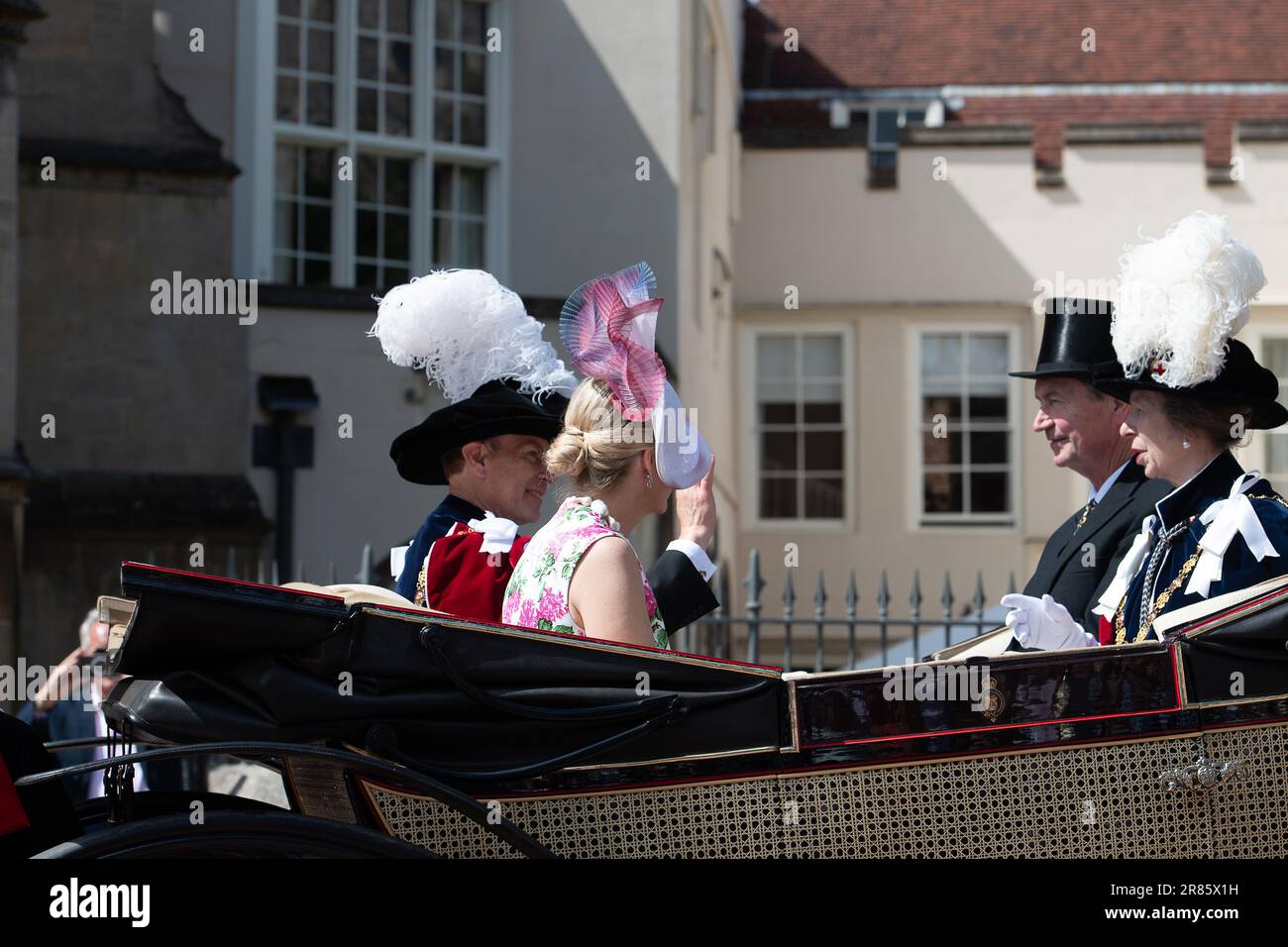 Windsor, Berkshire, UK. 19th June, 2023. Sophie the Duchess of Edinburgh and Edward, the Duke of Edinburgh, Sir Timothy Laurence and the Princess Royal at the Garter Ceremony today. Credit: Maureen McLean/Alamy Live News Stock Photo