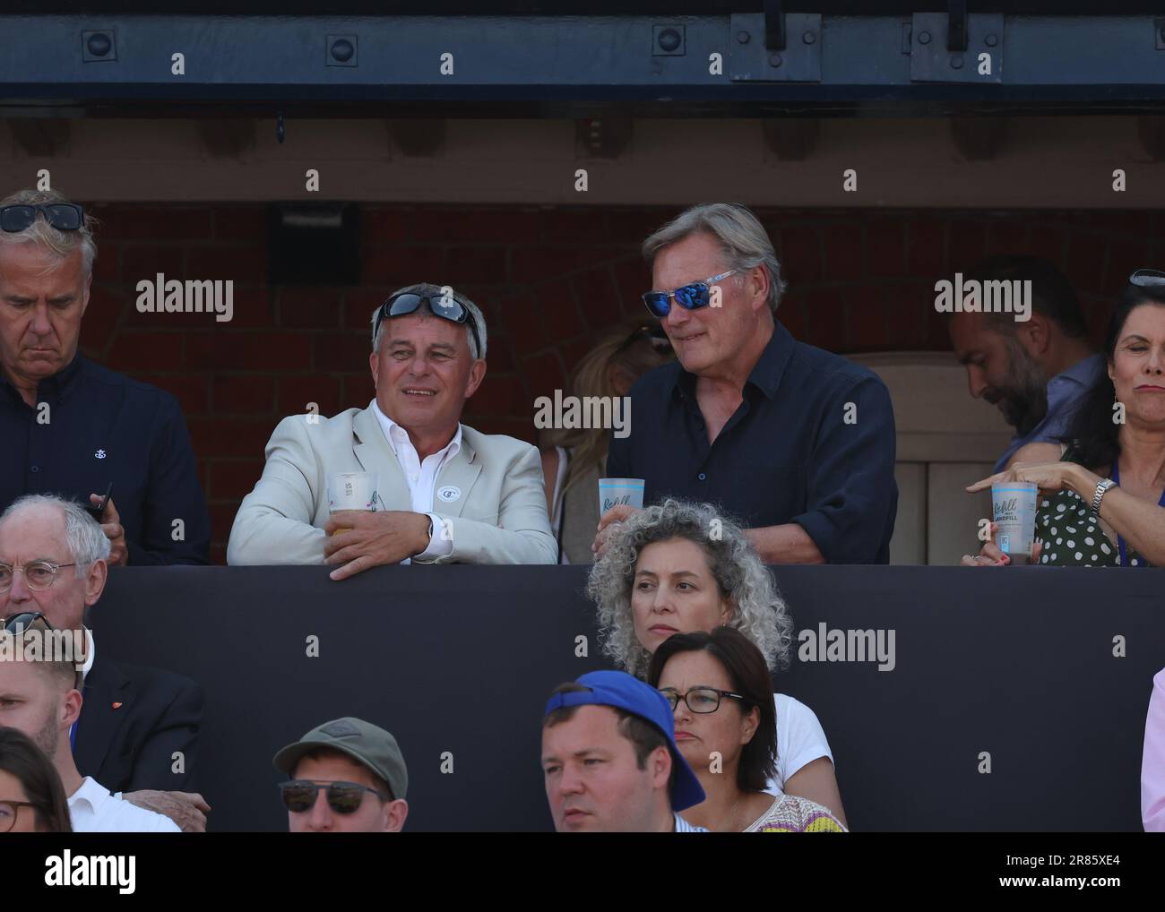 London, UK. 19th June 2023; Cinch Championships, Queens Club, West Kensington, London, England: Cinch Championships Queens Club, Day 1; Tottenham Hotspur legend Glenn Hoddle in the club house watching Sebastian Korda (USA) versus Dan Evans (GBR) Credit: Action Plus Sports Images/Alamy Live News Stock Photo