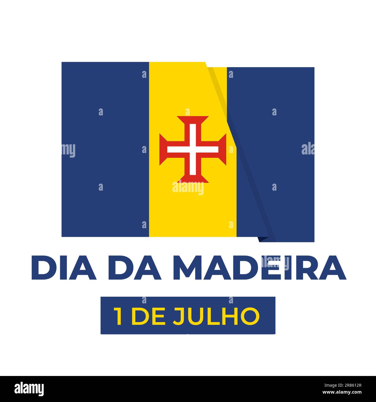 Madeira Day banner in Portuguese. Holiday celebration on July 1. Vector template for typography poster, flyer, greeting card, etc. Stock Vector