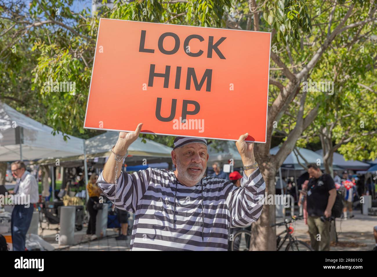 MIAMI, Fla. June 13, 2023 A demonstrator is seen near a federal