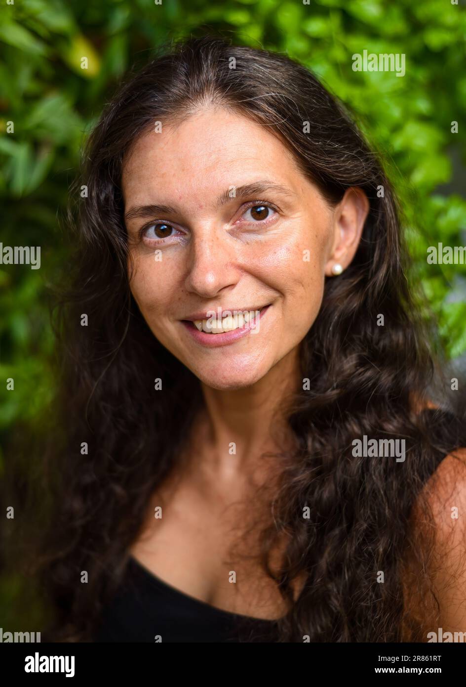 Portrait of 39 years old slavic woman close up without make up Stock Photo