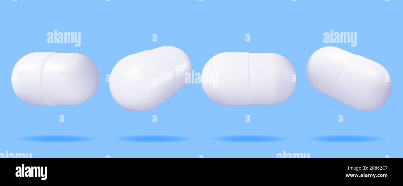 3D Classic Capsule Pills from Different Angles Stock Vector