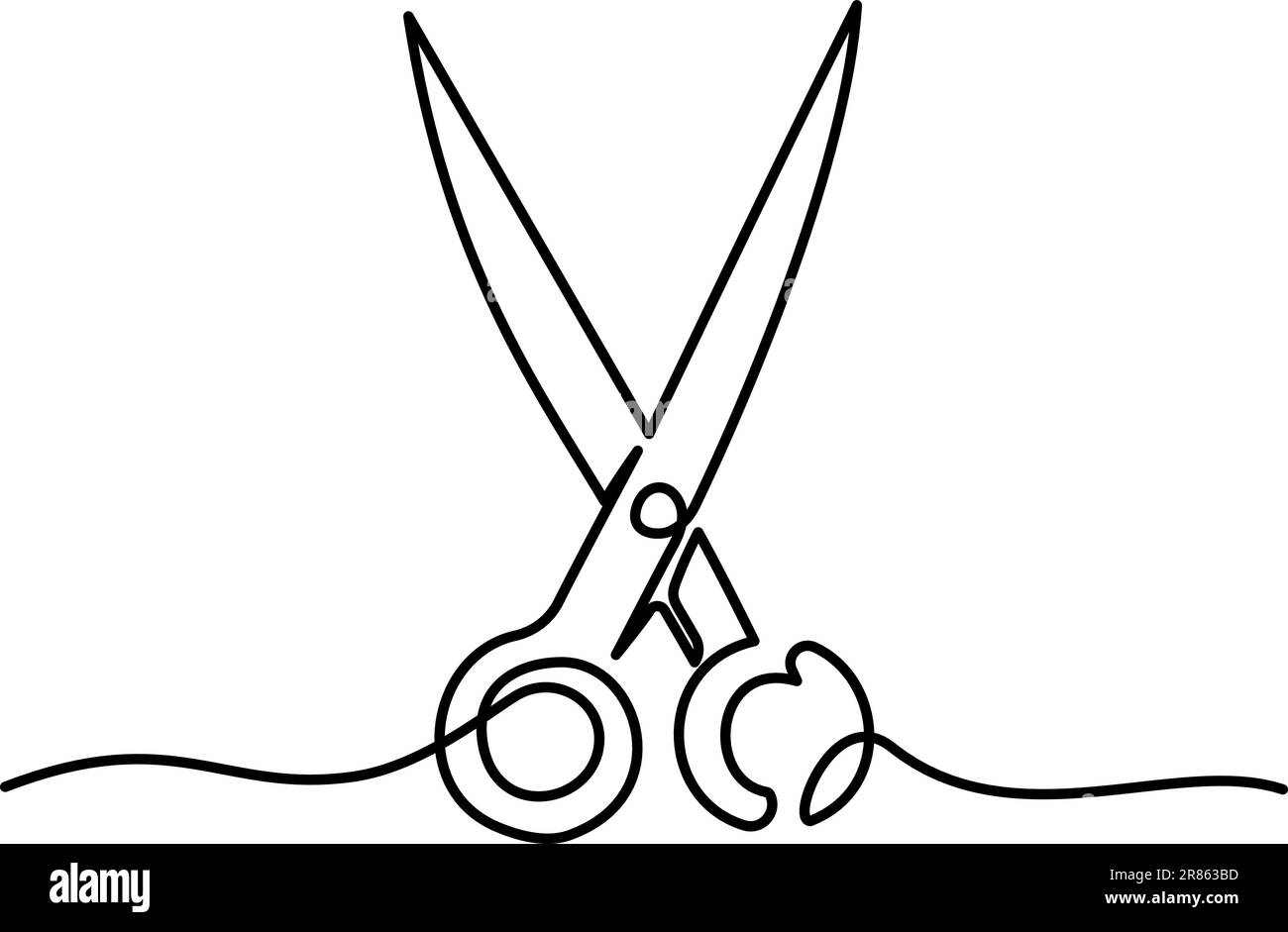 Professional hairdresser scissors. Continuous one line drawing. Barber shop and hairdresser tools. Vector illustration. Stock Vector