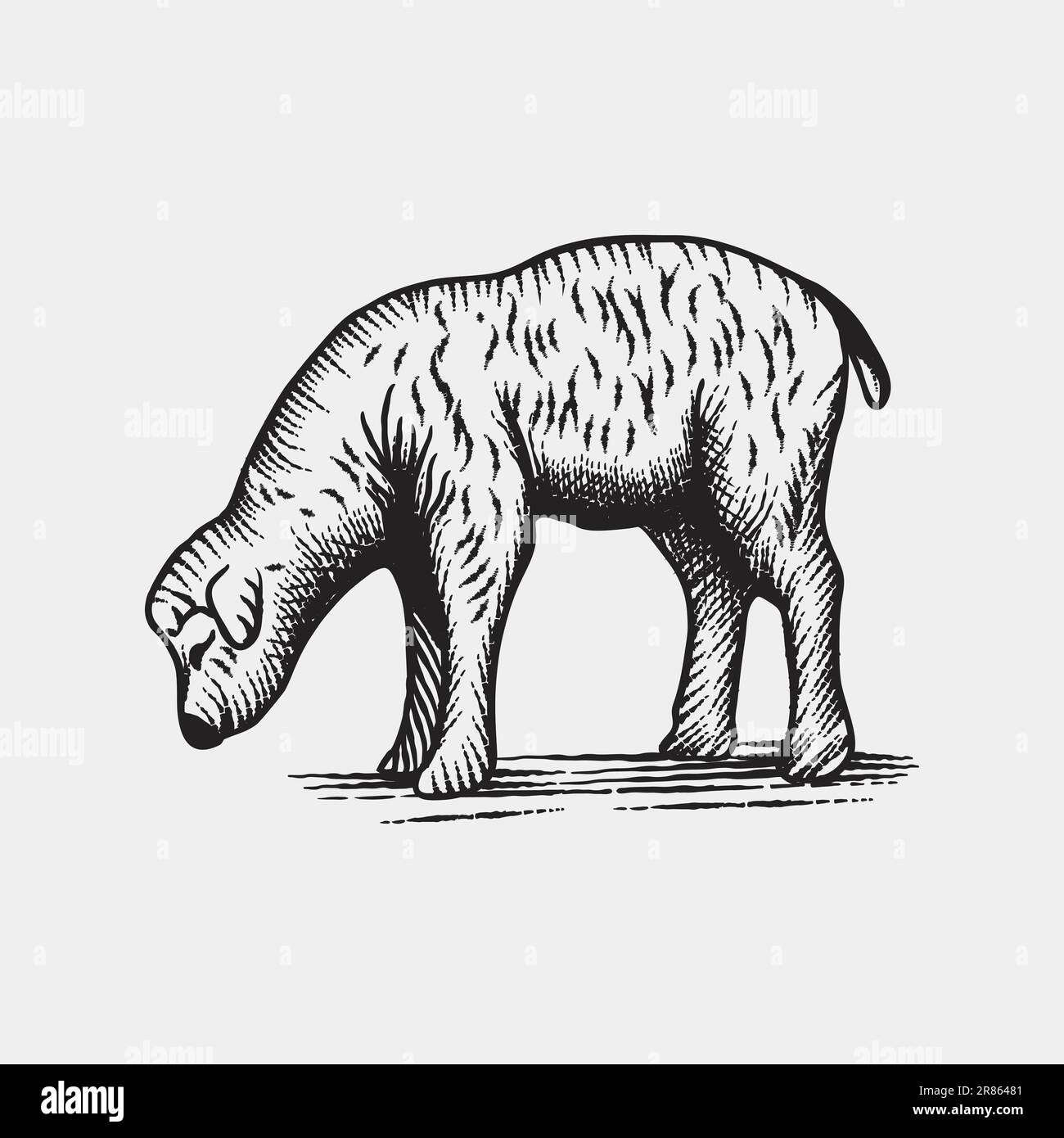 ILLUSTRATION SHEEP VINTAGE SUITABLE FOR MASCOT, LOGO AND RELATED BUSINESS Stock Vector