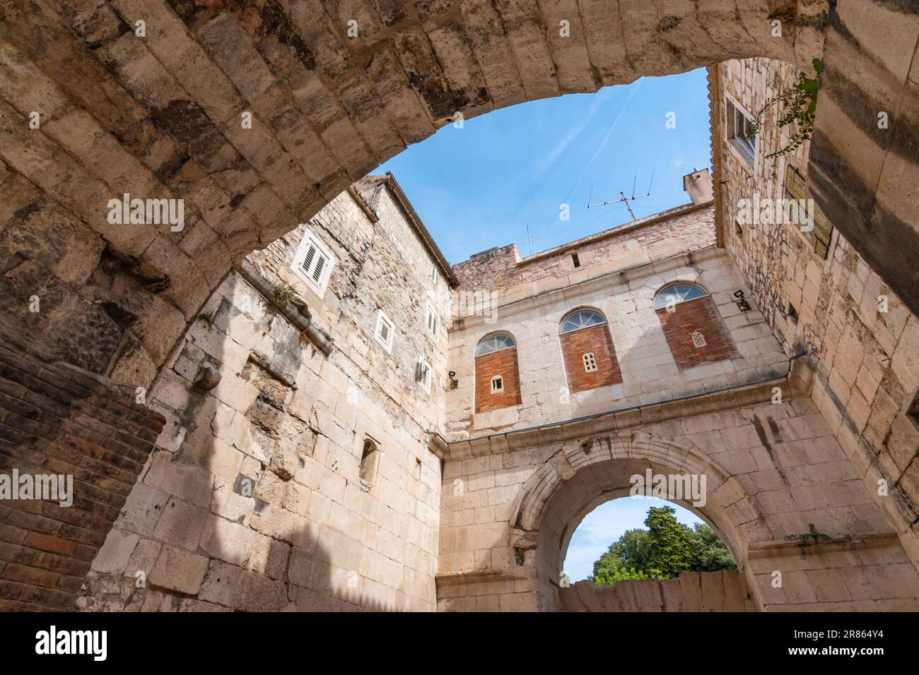 Ancient architecture of Diocletian s palace Golden Gate in old town of Split, Croatia. Stock Photo