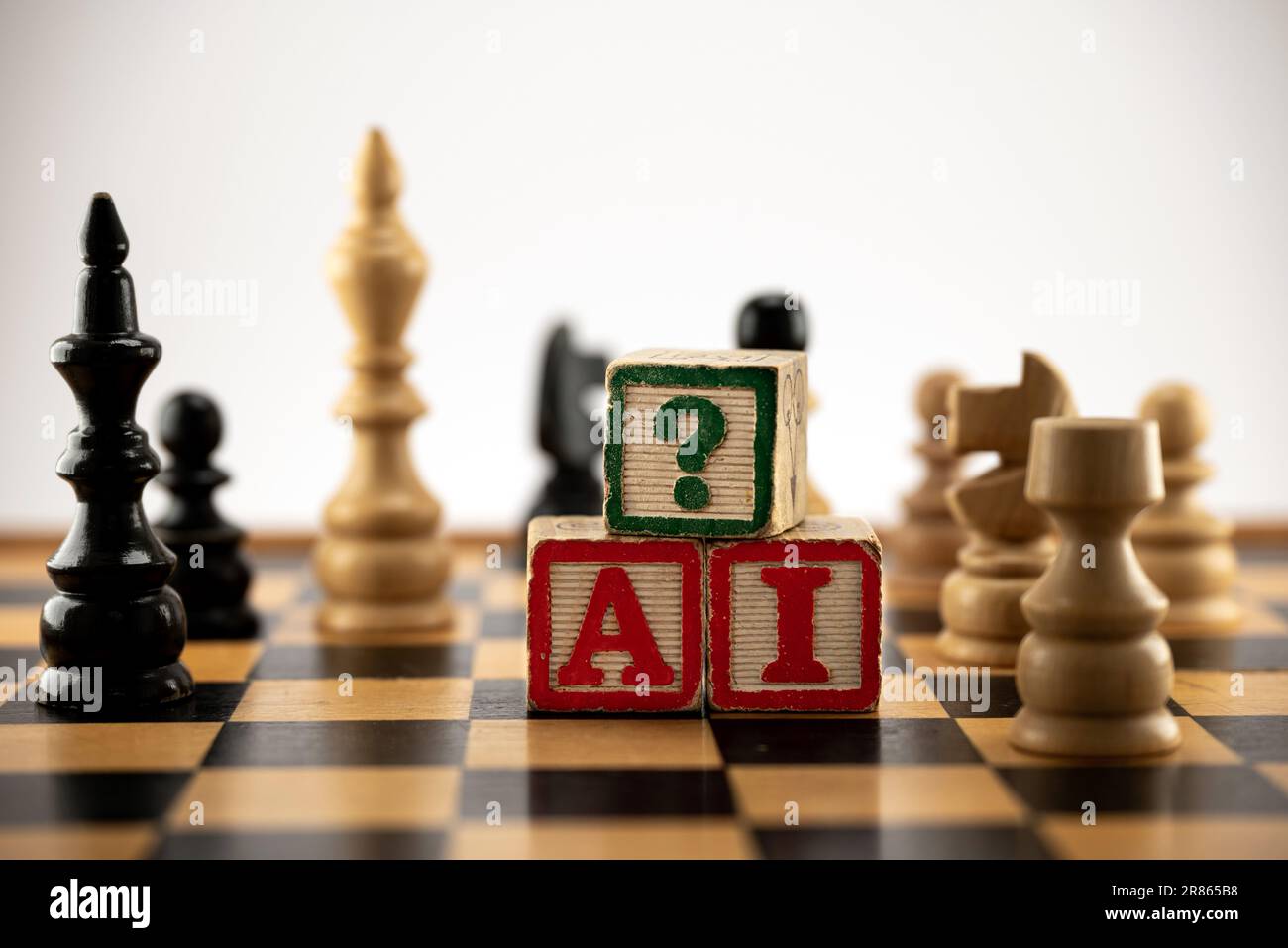 the enigma and the cgallenge of artificial intelligence on the chessboard Stock Photo