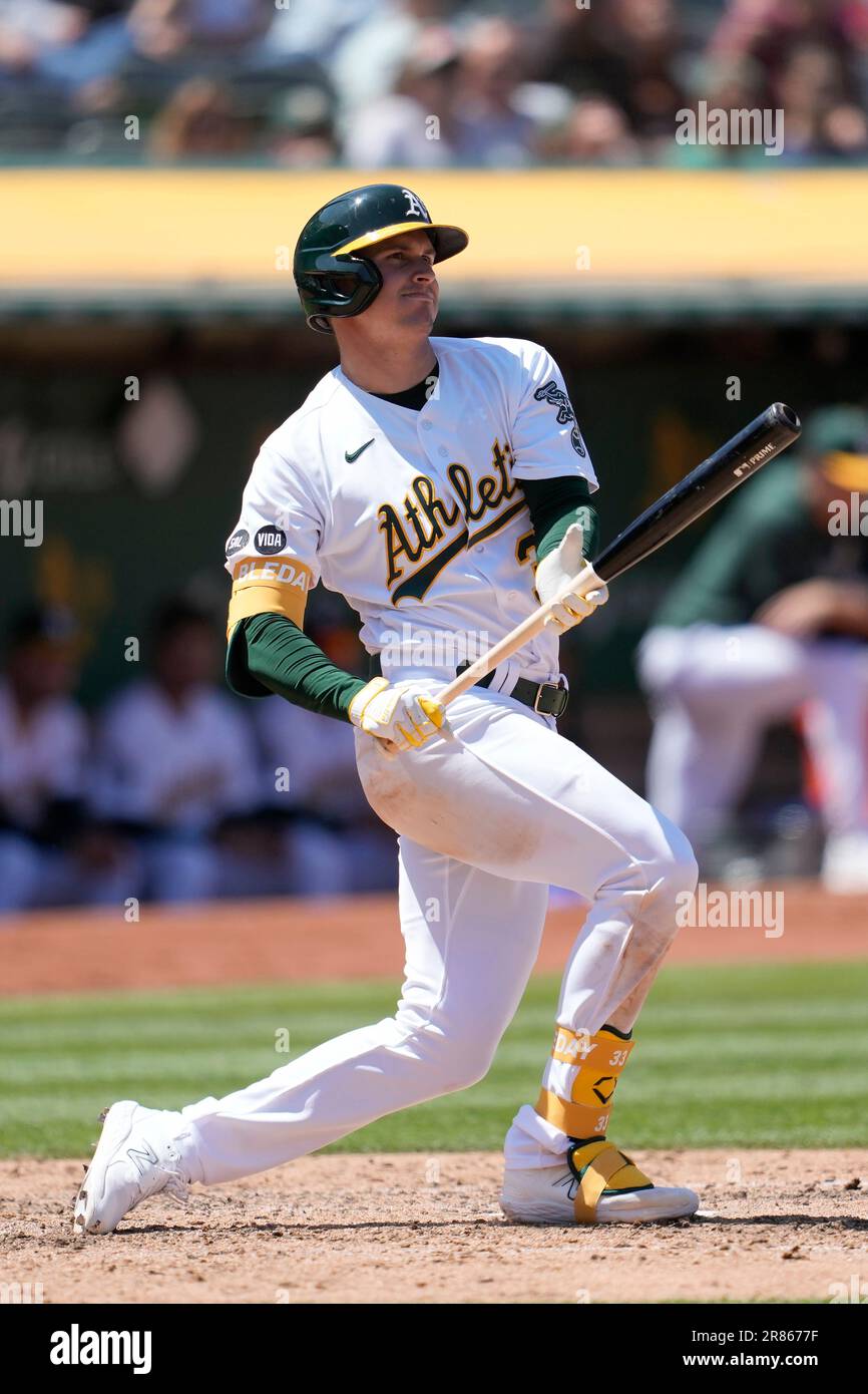 Oakland Athletics' JJ Bleday during a baseball game against the Texas  Rangers in Oakland, Calif., Monday, Aug. 7, 2023. (AP Photo/Jeff Chiu Stock  Photo - Alamy