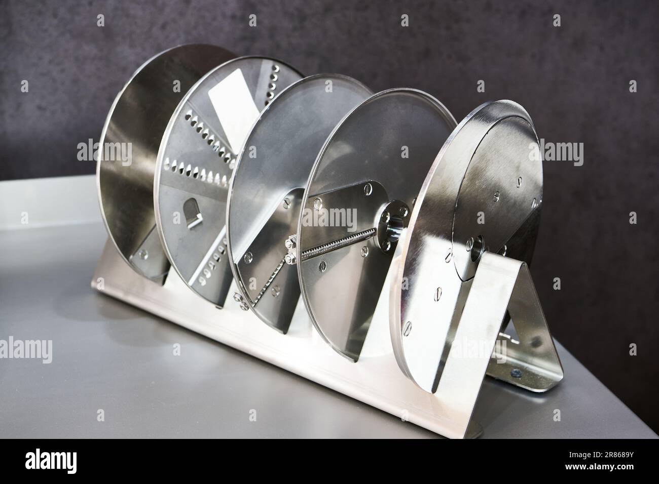 Cutting metal discs for industrial food processing equipment Stock