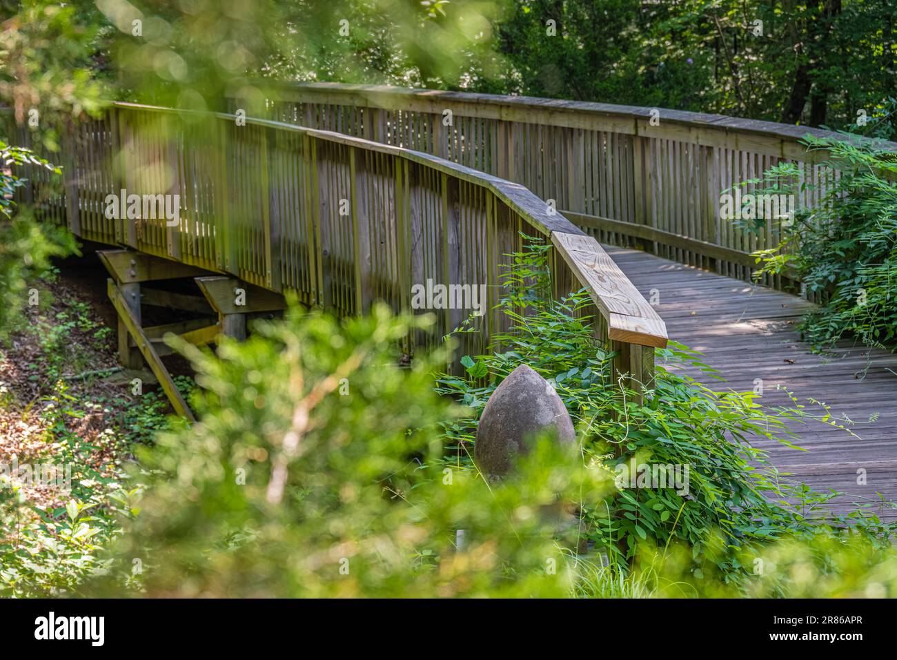 Acorn Bridge between the Meditation Garden and the Flower Garden at the State Botanical Garden of Georgia in Athens, Georgia. (USA) Stock Photo