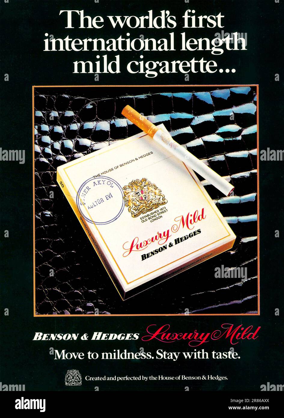Benson & Hedges Luxury Mild British cigarettes advert in a magazine 1978 Stock Photo Alamy