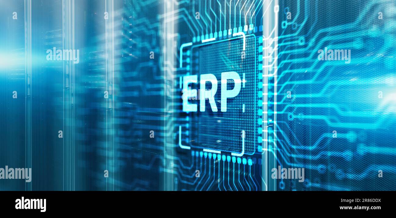 Enterprise Resource Planning ERP Corporate concept. Inscription on 3d ...