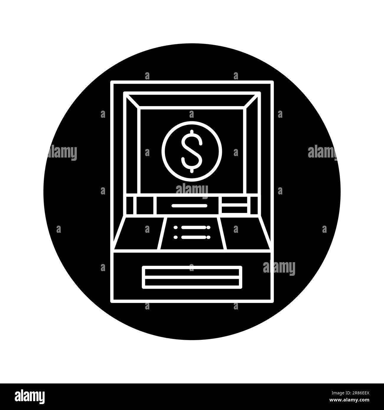ATM machine black line icon.  Pictogram for web page, mobile app, promo. Stock Vector