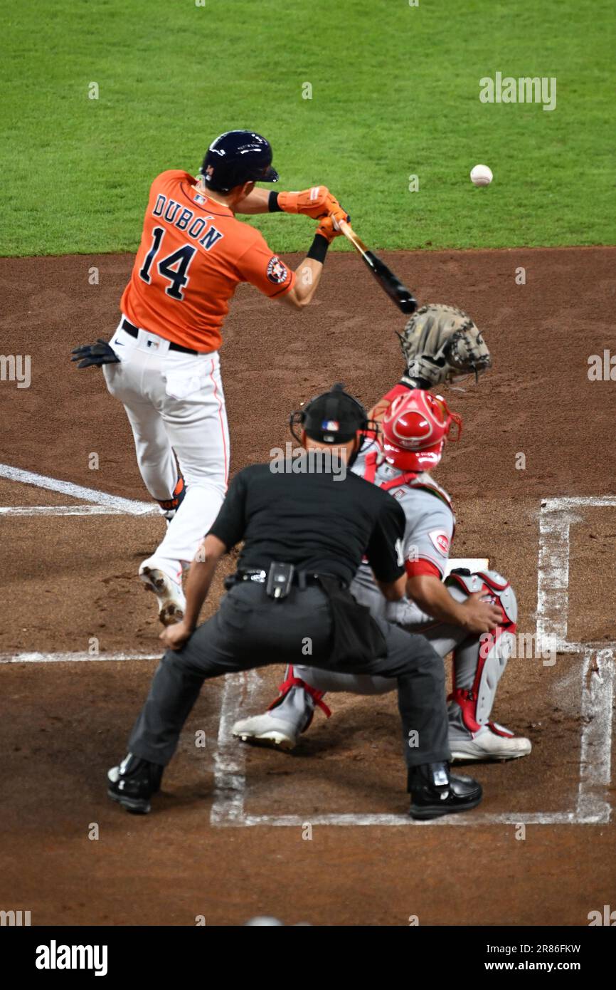 Houston Astros second baseman Mauricio Dubon (14) prepares for the game  against the Colorado Rockies. The Astros defeated the Rockies 4-1,  Wednesday, July 19, 2023, in Denver. (Margaret Bowles via AP Images Stock  Photo - Alamy