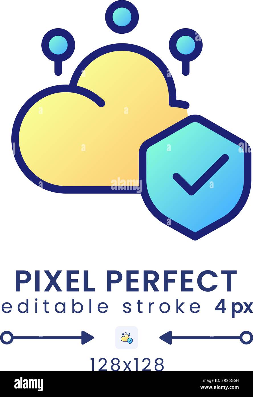 Cloud security gradient fill desktop icon Stock Vector