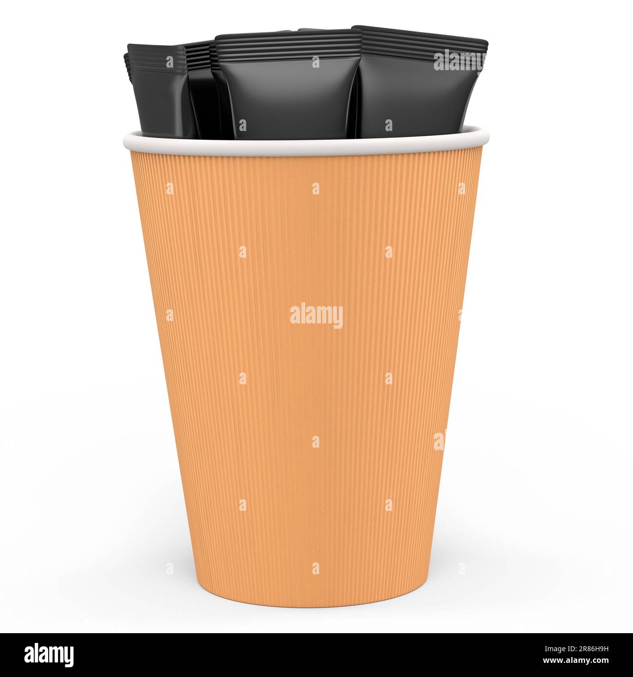 Paper coffee cup with cover, sugar and stick for cappuccino, americano ...