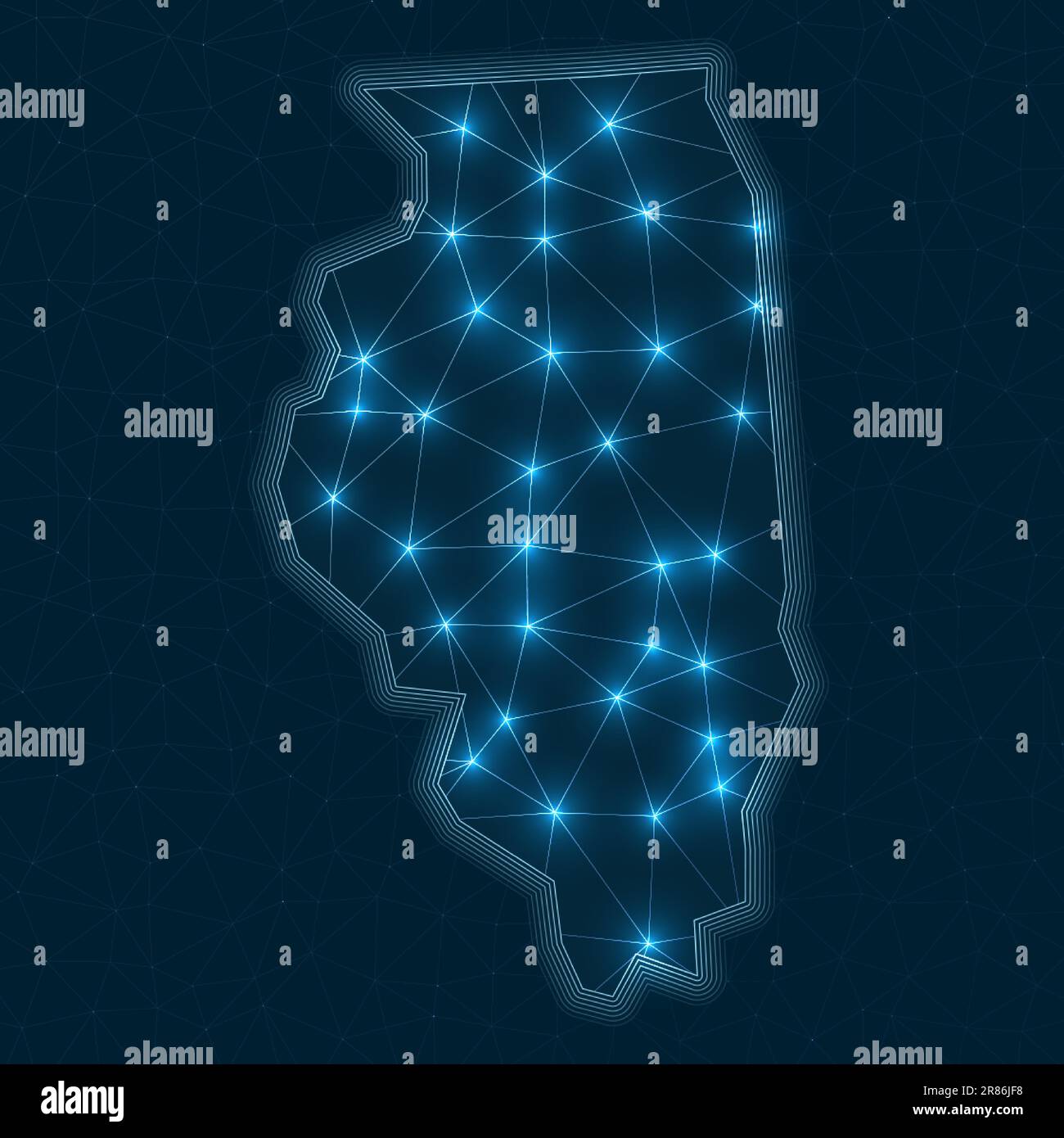 Illinois network map. Abstract geometric map of the us state. Digital