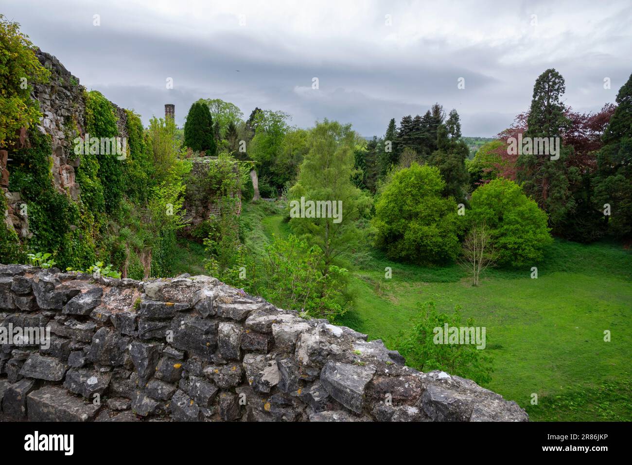 Ruthin Castle (Castell Rhuthun) hotel in the town of Ruthin in the Vale of Clwyd, North Wales. Stock Photo