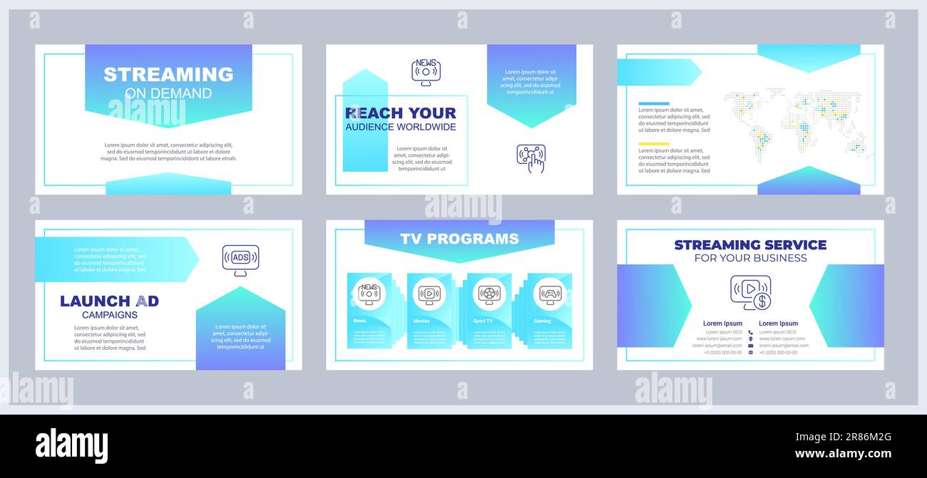 Streaming on demand presentation templates set Stock Vector