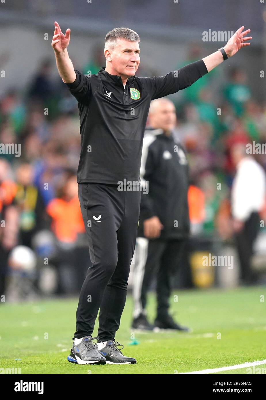 during the UEFA Euro 2024 Qualifying Group B match at the Aviva Stadium