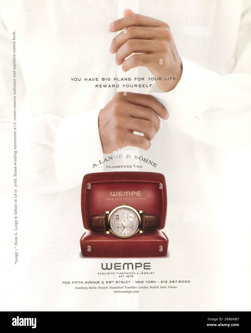 A. Lange & Söhne Glashütte watches at Wempe boutique advert in a Collections magazine 2014 Stock Photo