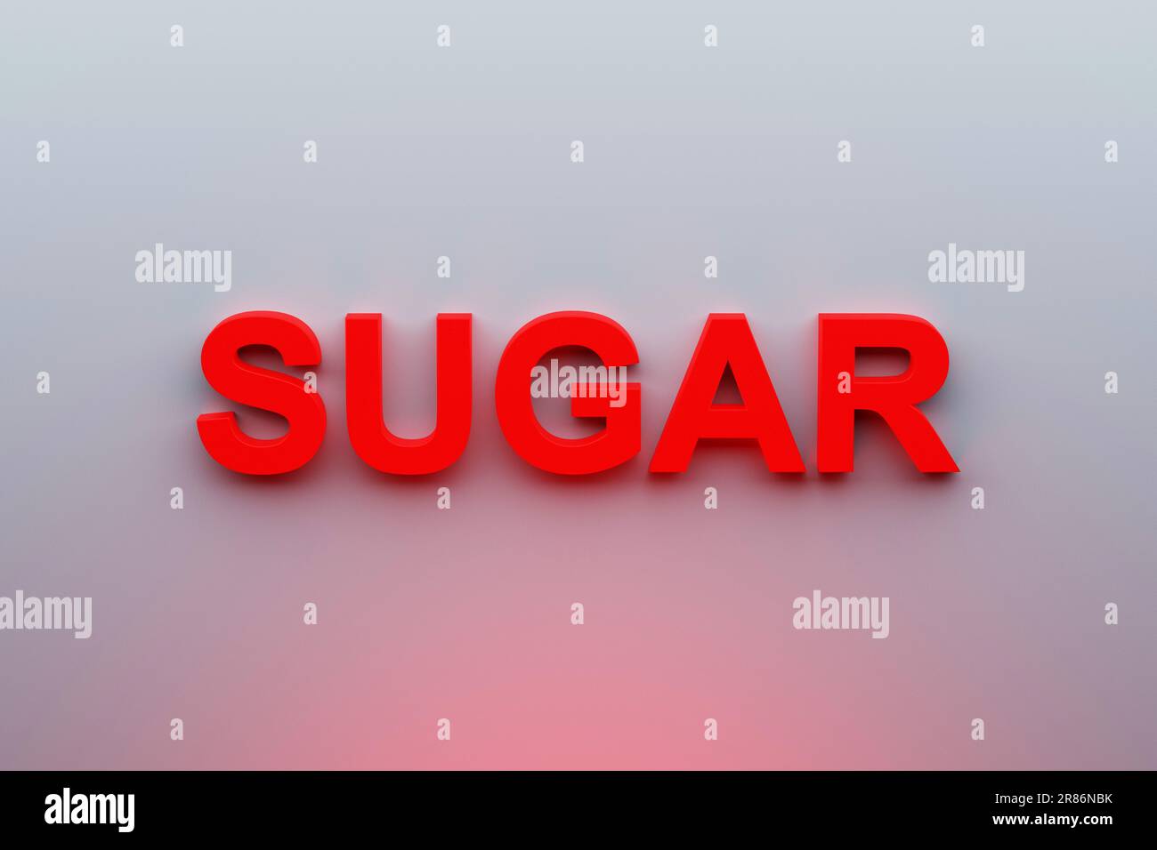 Red 3D title SUGAR in food - shining illuminated Stock Photo