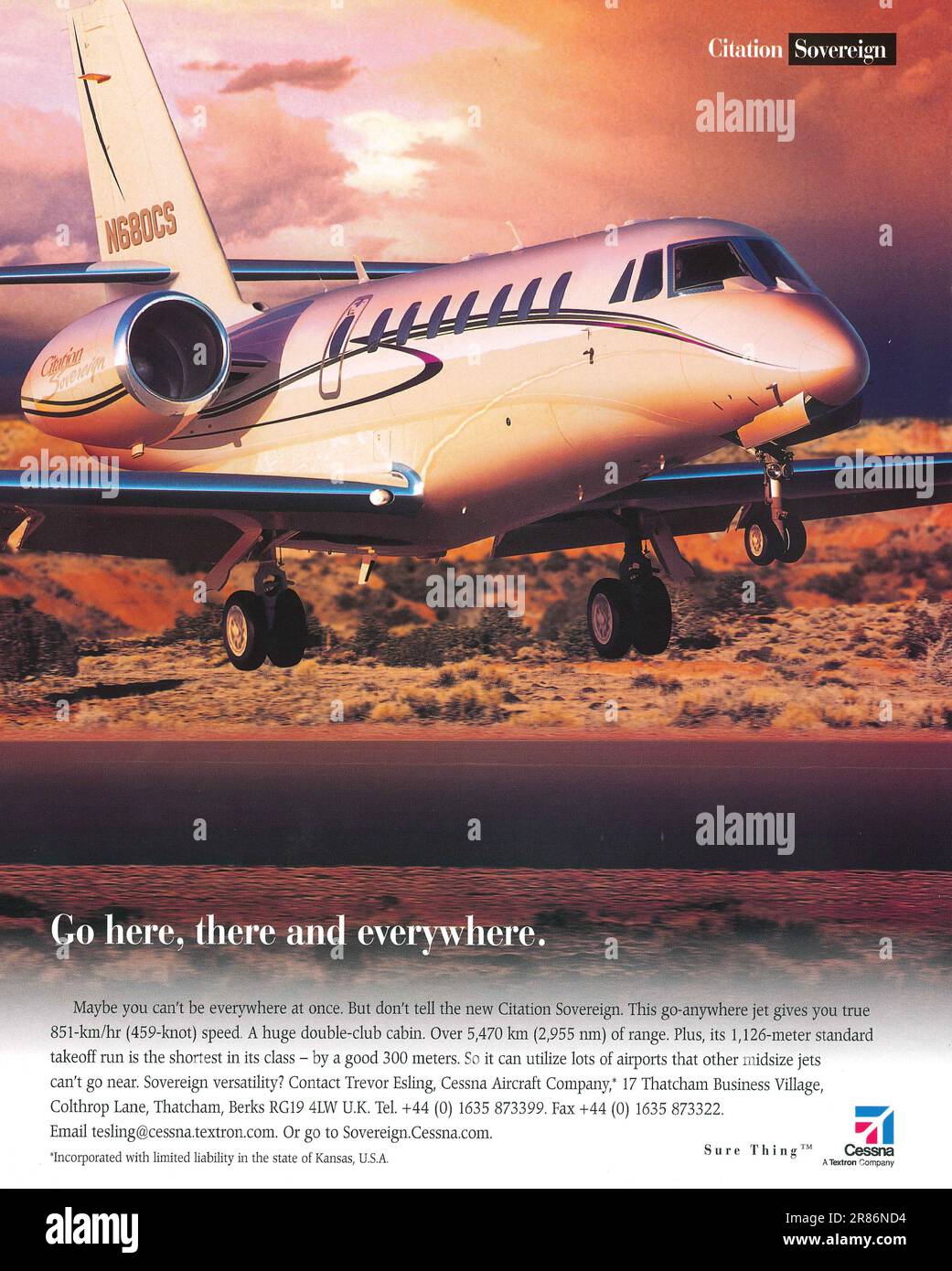 Cessna Citation Sovereign jets advert in a Collections magazine 2014 Stock Photo