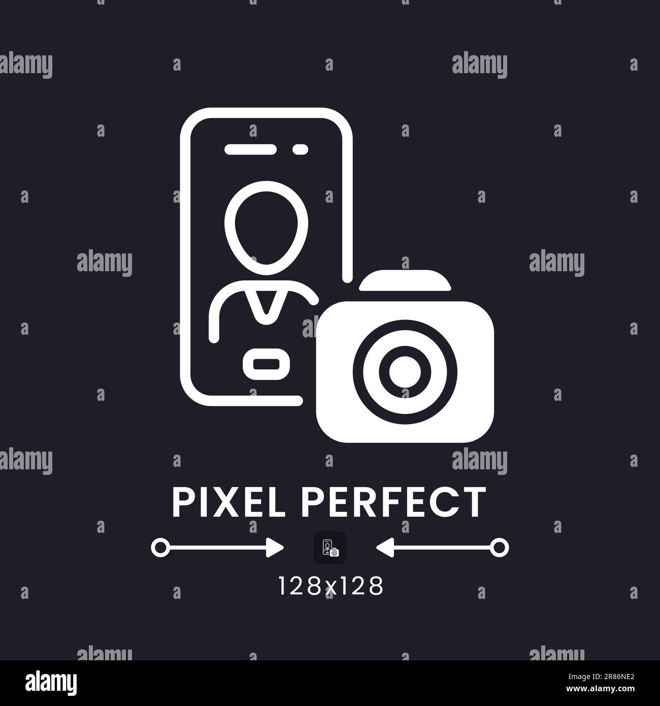 Photography app white solid desktop icon Stock Vector
