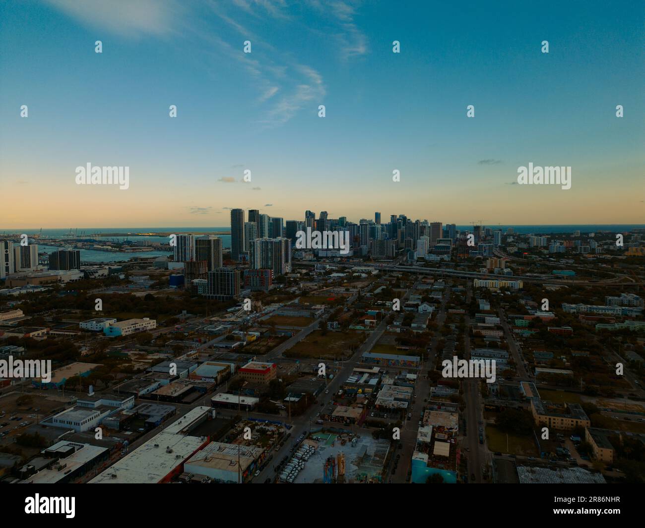 Downtown Miami & Wynwood Drone Shot Stock Photo