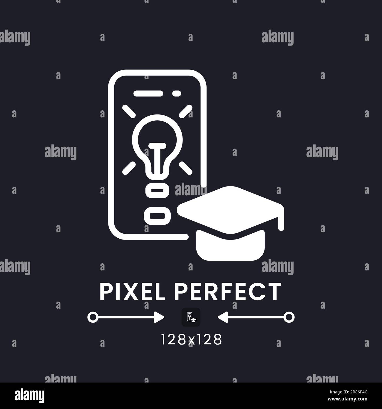 Education app white solid desktop icon Stock Vector