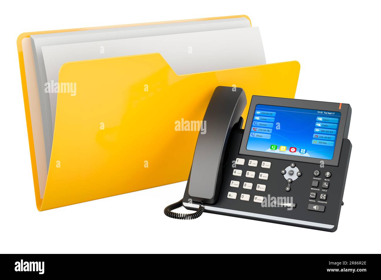 Computer folder icon with IP phone, 3D rendering isolated on white ...