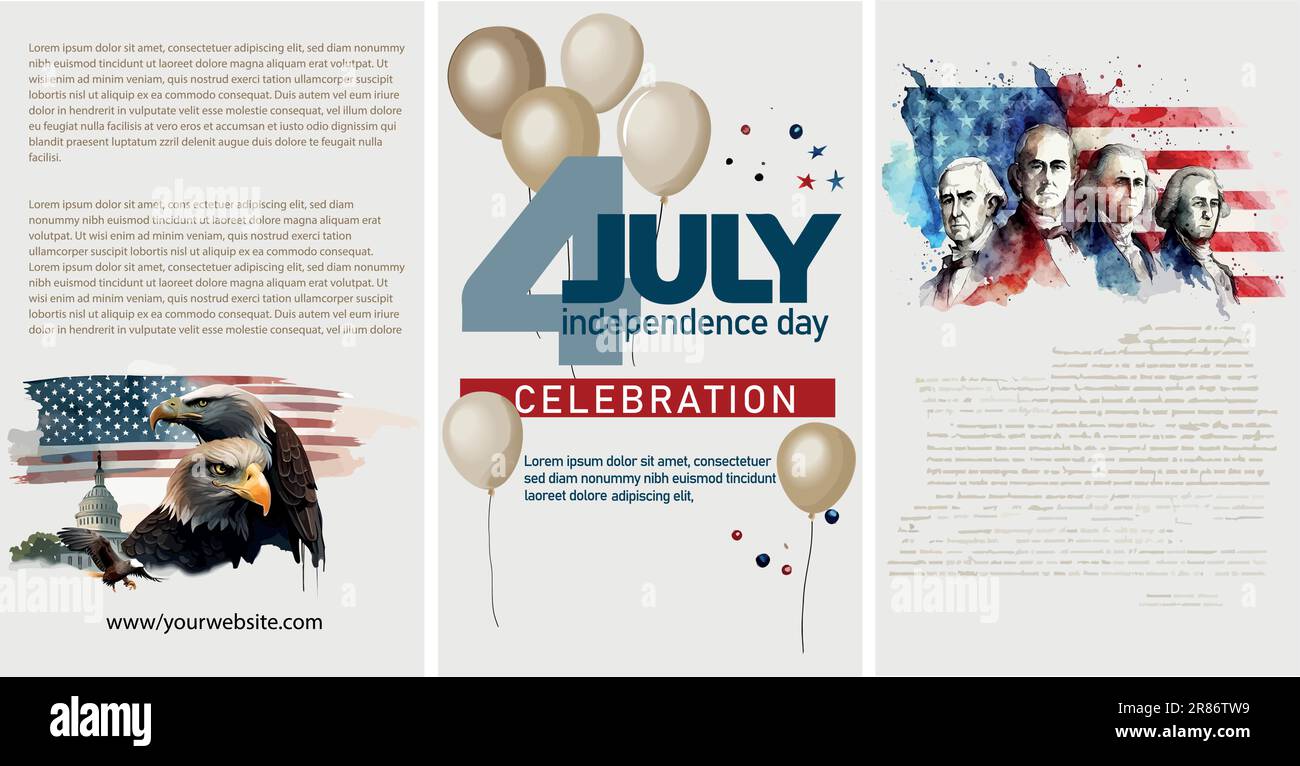 Happy 4th of July USA Independence Day greeting card with waving ...