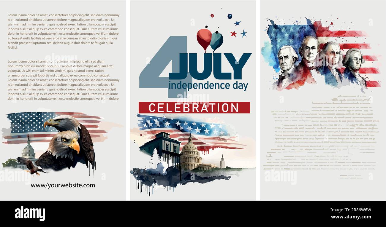 Happy 4th of July USA Independence Day greeting card with waving ...