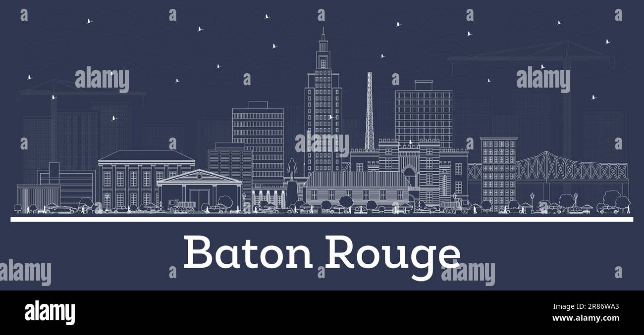 Outline Baton Rouge Louisiana City Skyline with White Buildings. Vector ...