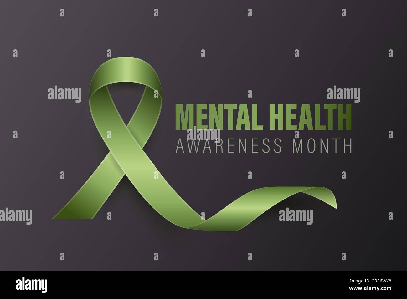 Mental Health Awareness Month Banner, Card, Placard with Vector 3d