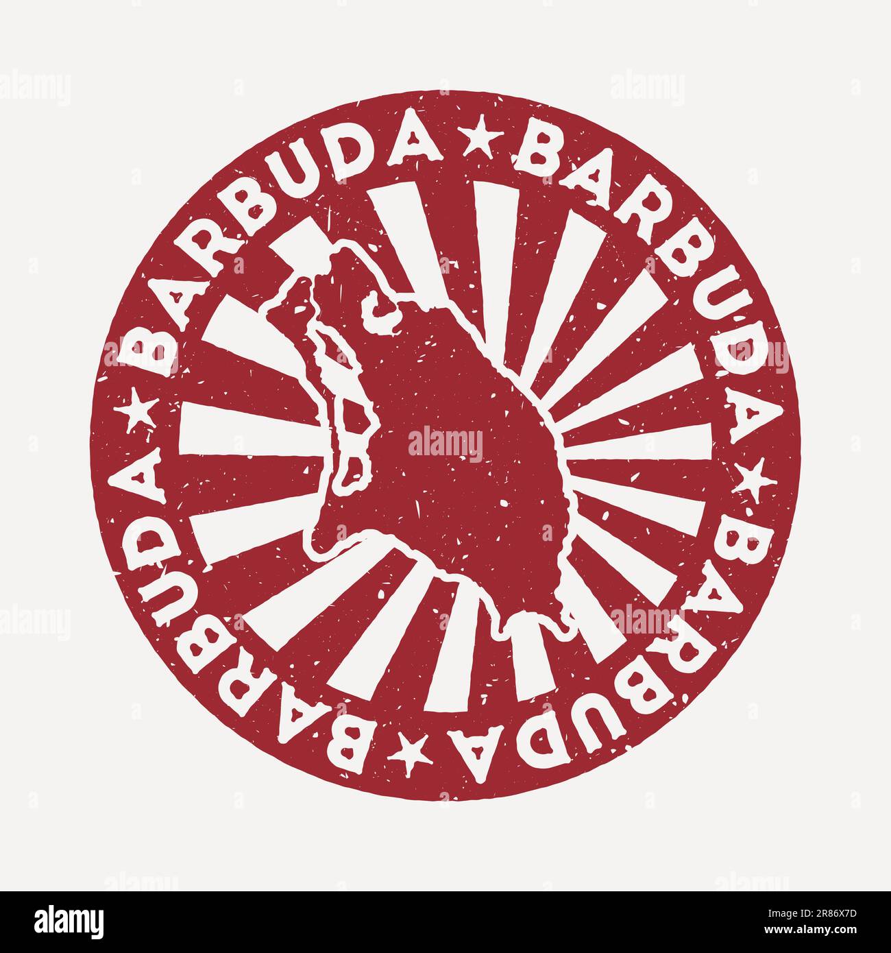 Barbuda stamp. Travel red rubber stamp with the map of island, vector illustration. Can be used as insignia, logotype, label, sticker or badge of the Stock Vector
