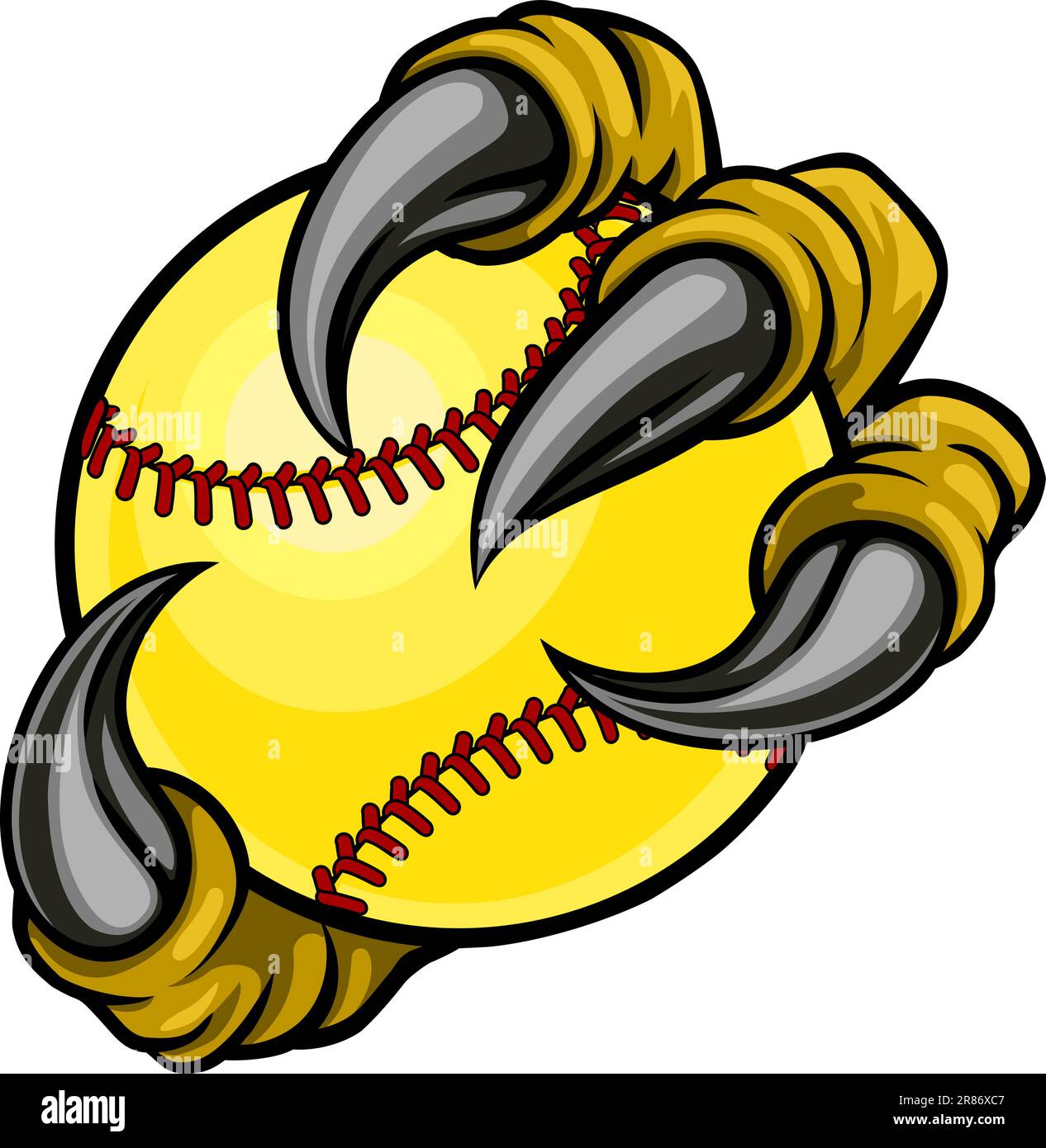 Claw Monster Talons Hand Holding Softball Ball Stock Vector