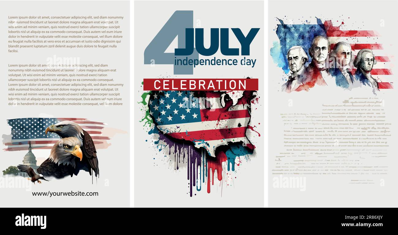 Happy 4th of July USA Independence Day greeting card with waving ...