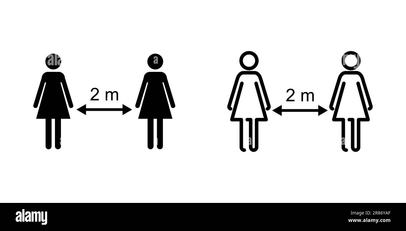 Social distancing icon set. social distance icon. self quarantine sign ...