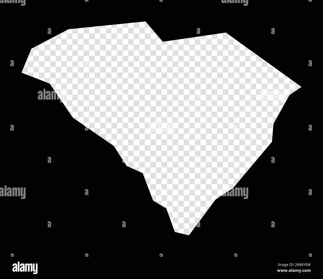 Stencil map of South Carolina. Simple and minimal transparent map of