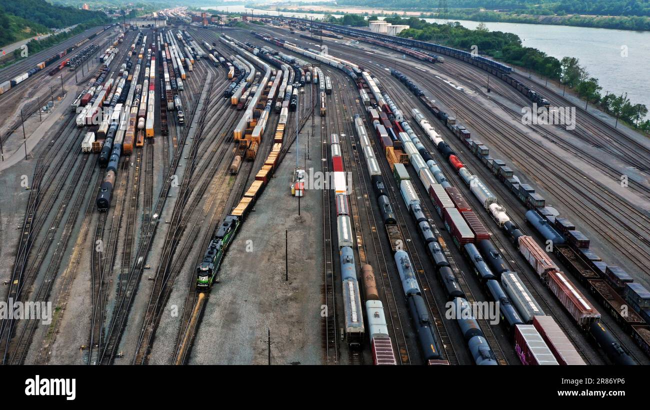 Freight cars sit in Norfolk Southern's Conway Terminal in Conway Pa ...