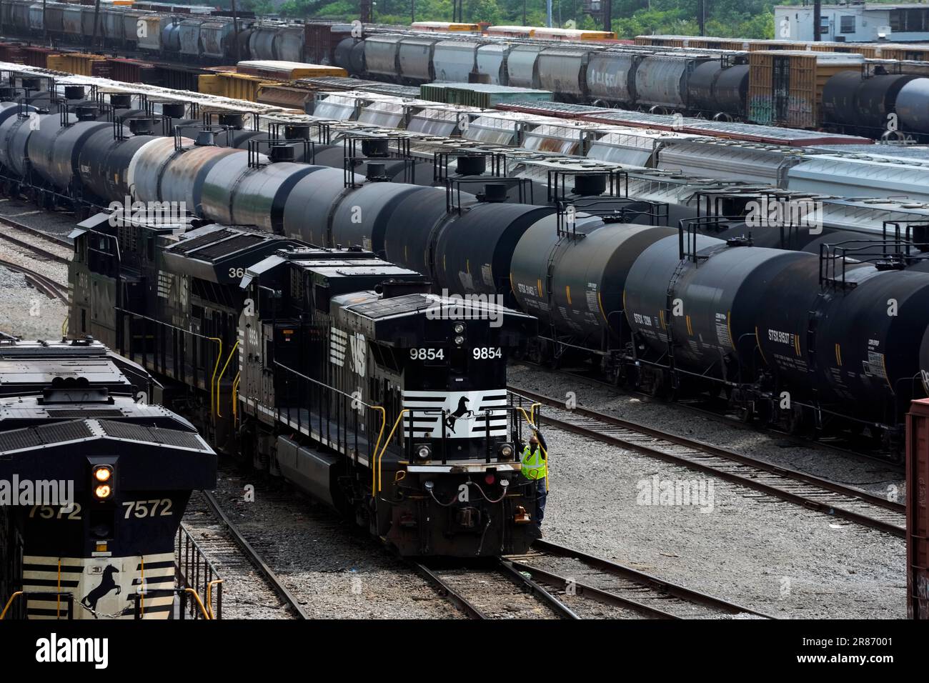 Norfolk Southern locomotives are moved through the Conway Terminal in ...