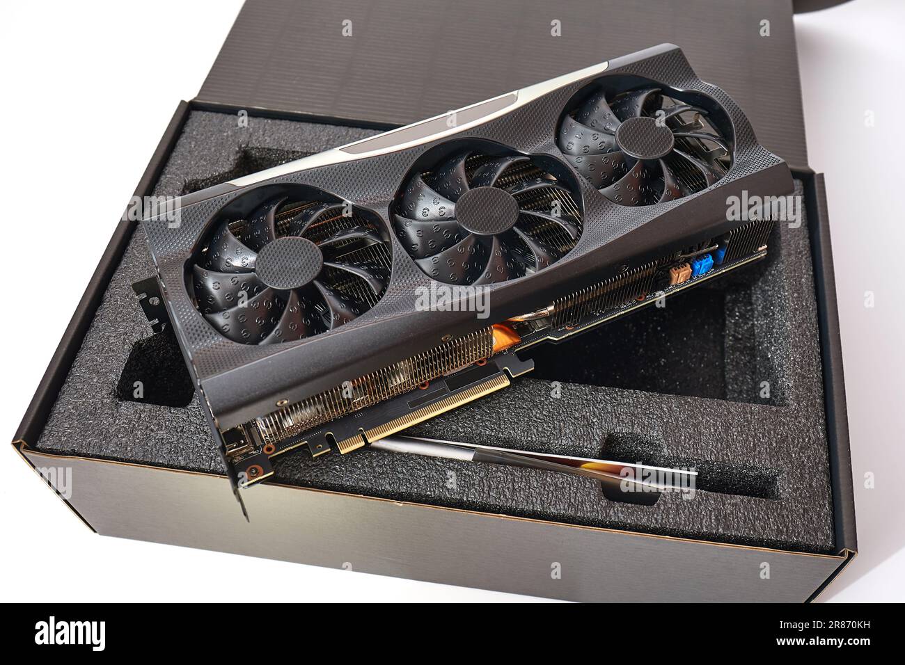 Computer graphics card on a desk Stock Photo