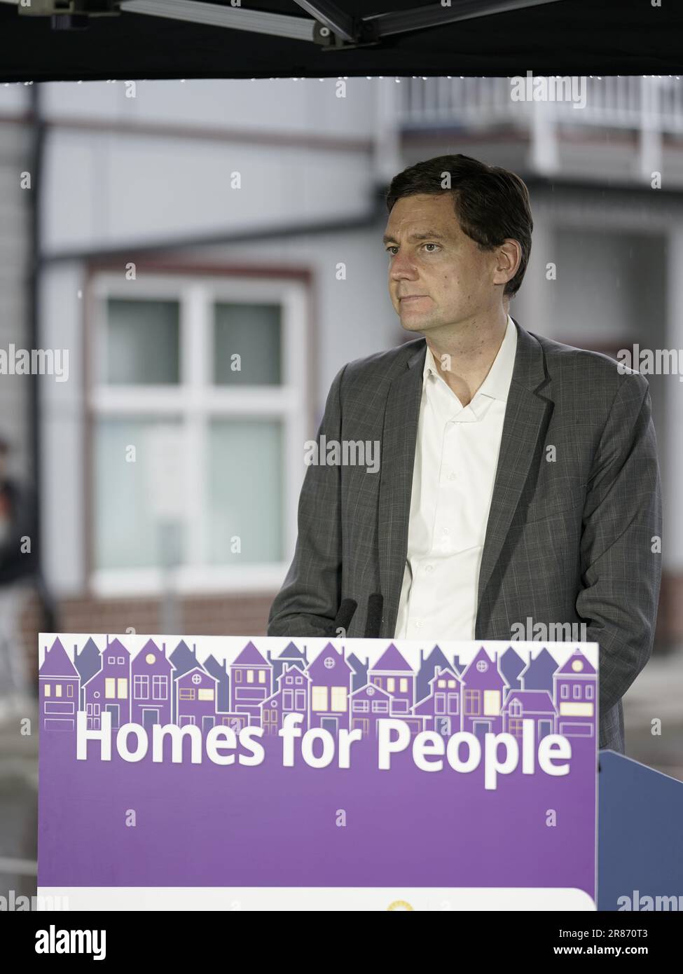 Burnaby, Canada. 19th June, 2023. June 19, 2023. BC Premiere David Eby in Burnaby, BC to announce nearly 1500 new affordable homes announced for the City Credit: Shotbug Press/Alamy Live News Stock Photo