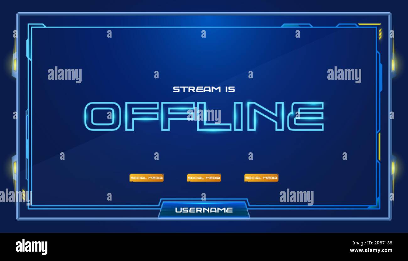 Offline banner blue stream template design. Game broadcast media