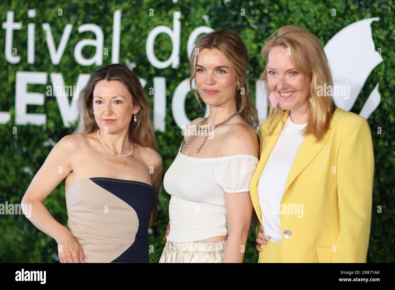 Monaco, Monaco. 18th June, 2023. Louise Mieritz, Marie Bach Hansen, and Ditte Hansen attend the 'Chorus Girls' photocall during the 62nd Monte Carlo TV Festival on June 18, 2023 in Monte-Carlo, Monacopicture & copyright © Thierry CARPICO/ATP images (CARPICO Thierry/ATP/SPP) Credit: SPP Sport Press Photo. /Alamy Live News Stock Photo